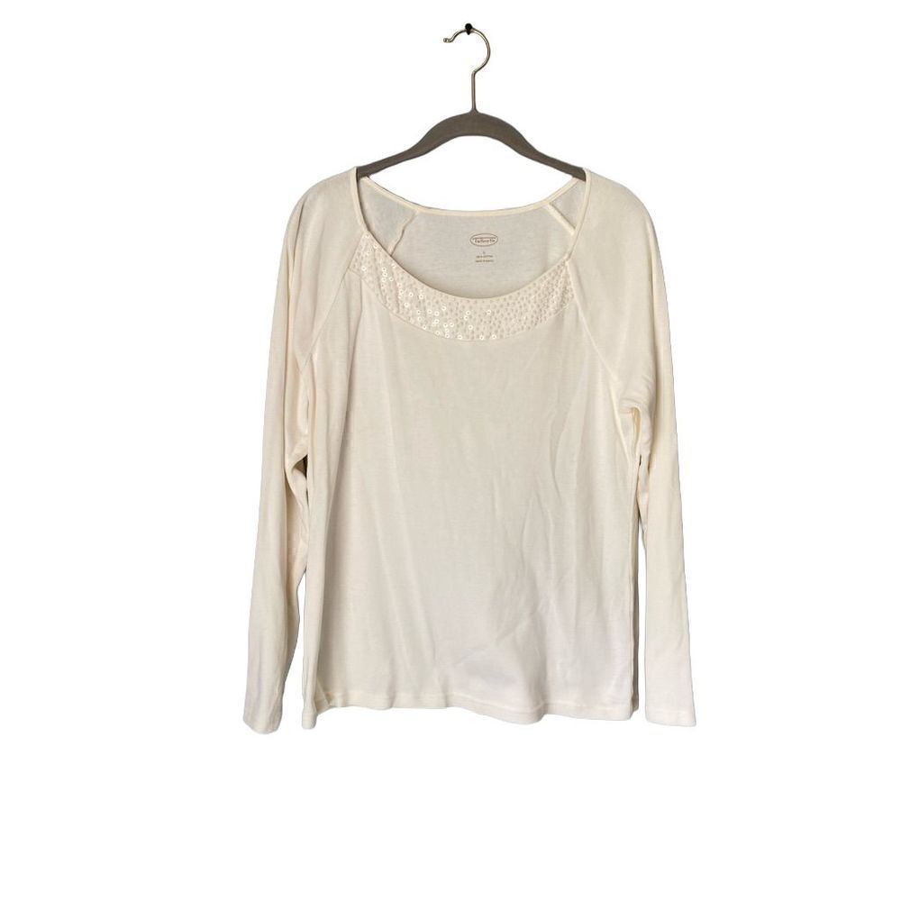 Talbots women’s sequin beaded collar long sleeve top size large